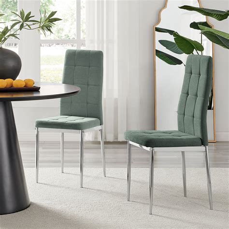 Paloma Silver Legs Teal Fabric Dining Chair 